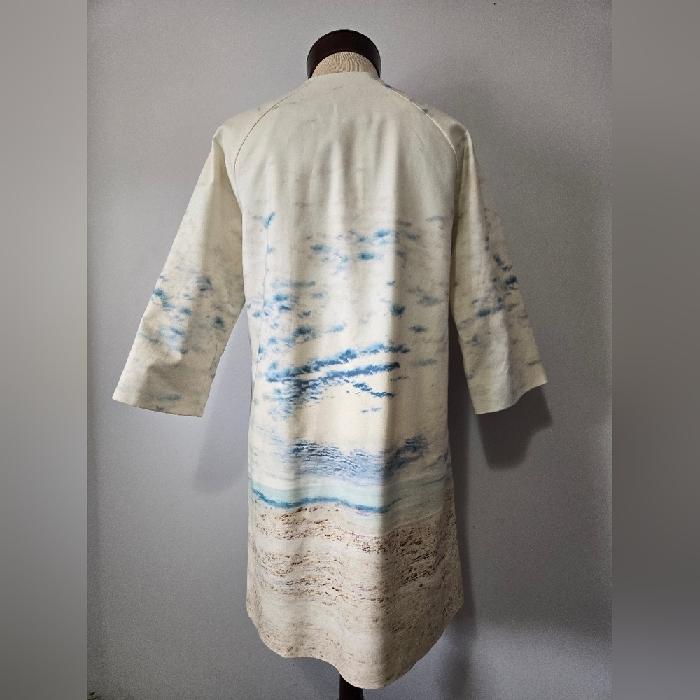 LORD + TAYLOR 424 Fifth Artistic Beach Palm Scene Coat. Size 4 - Picture 5 of 10
